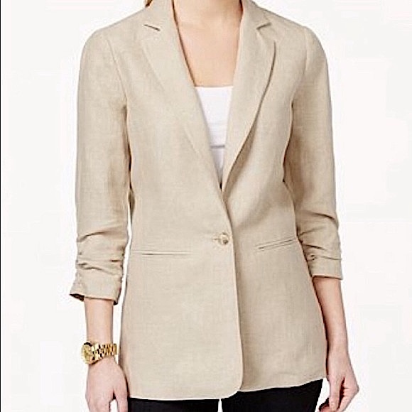 Michael Kors Linen Neutral Hemp  Blazer - Picture 2 of 13